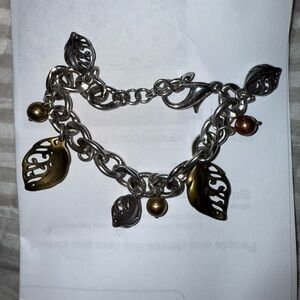 Brighton Silver and Gold Leaf Charm Bracelet